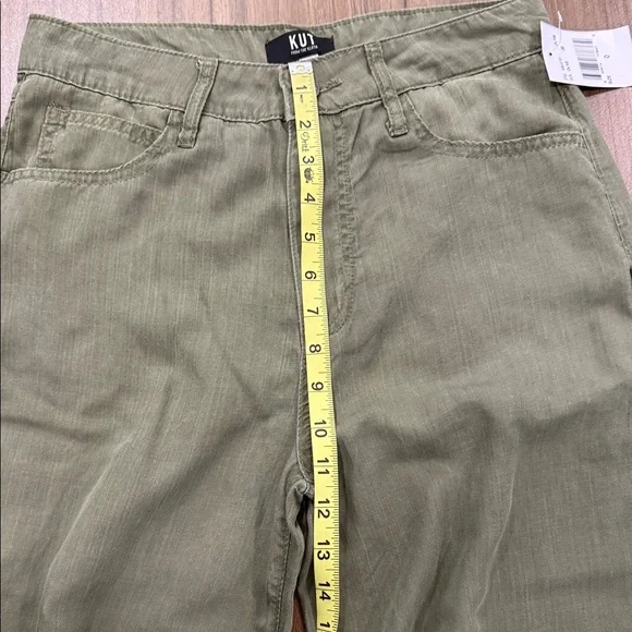KUT from The Kloth Womens Sienna Super Wide Leg in Olive Carpenter Pants Size 0 - Picture 7 of 11